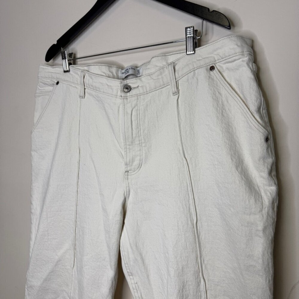 Abercrombie & Fitch Curve Love Mid Rise Baggy Jean Cream Plus Size 34 18 - Picture 3 of 14
